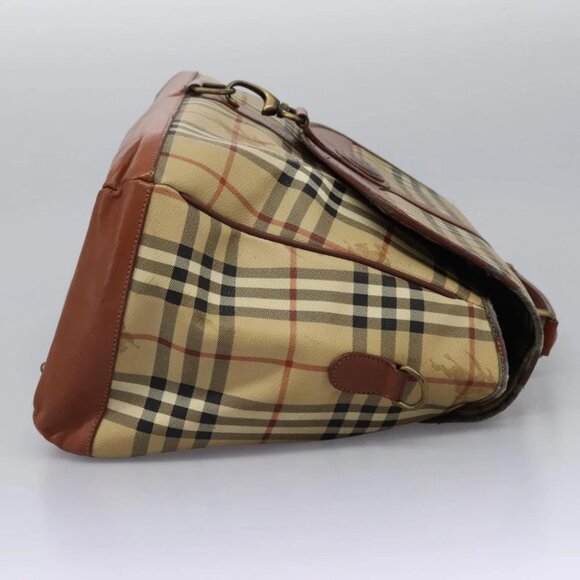 Burberrys Nova Check Boston Bag PVC 2way Beige Auth MX139 - Picture 5 of 15